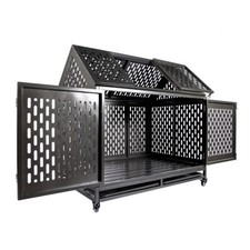 45" Heavy Duty Pet Dog Cage Strong Metal Crate Kennel w/Roof Wheels Tray 2 Doors