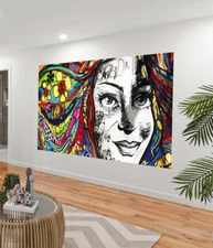 urban princess art painting abstract modern A0 Canvas print