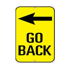 Vertical Metal Sign Multiple Sizes Go Back Right Arrow Traffic Mutcd Dot