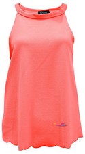 New Women's Vest Muscle Back Top Girls Crepe Scallop Cami Strapy Shirt High Neck