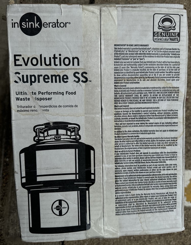 Insinkerator Evolution Supreme SS 1 HP Quiet Series Lift &