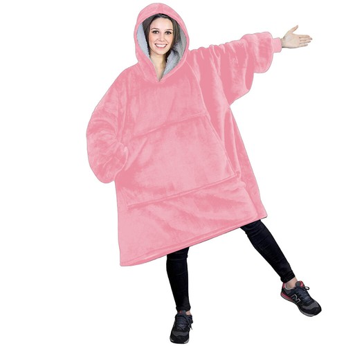 Adult Oversized Hoodie Blanket Heavy Plush Sherpa Fleece Giant Hooded Sweatshirt - Picture 15 of 94