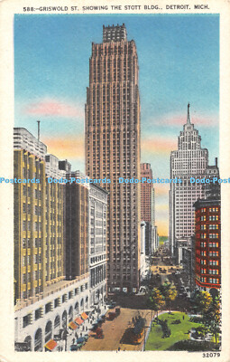 R419051 588 Griswold St Showing The Stott Bldg Detroit Mich 32079 Made in USA