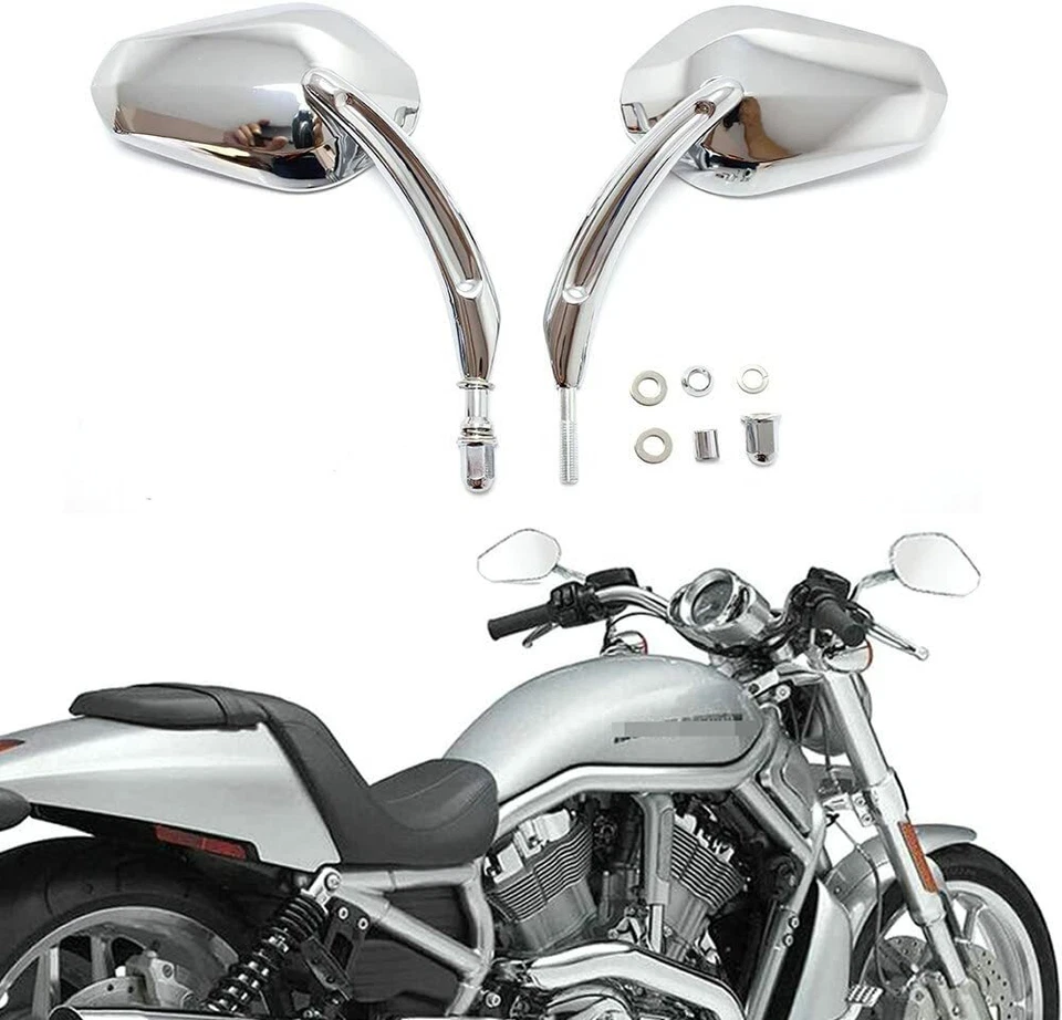 Chrome Motorcycle Rearview Mirrors For Harley Davidson CVO Street Glide Chopper - Image 2 of 4