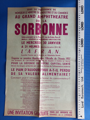 A LA SORBONNE-LE BREAD d'aujourd'hui et sa value alimentation - 1957- NEAR MINT