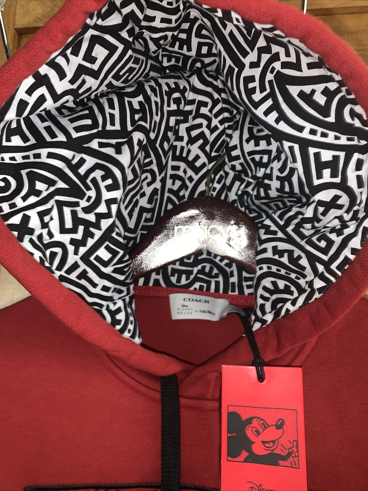 Felpa con cappuccio Coach Disney Topolino x Keith Haring nuova con etichetta taglia X Small