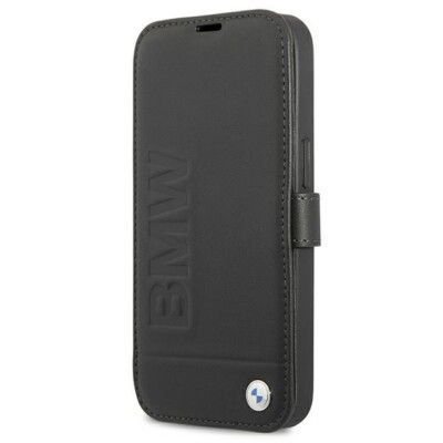 Handyhülle BMW iPhone 13 Pro Max Case Bookcase Echtleder schwarz