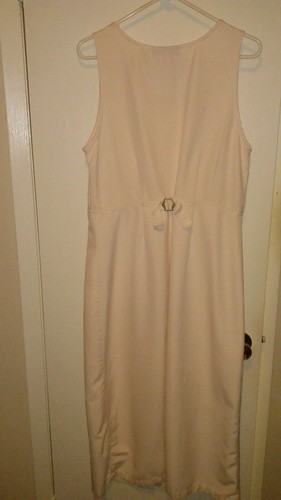 Directives Button Down Dress Sz M Off White Long Sleeveless w/ Pockets Vintage - Picture 2 of 3