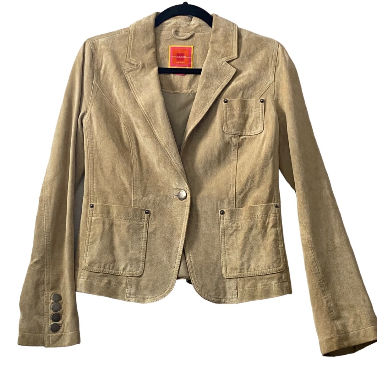 Isaac Mizrahi For Target Genuine Leather Blazer Jacket Pockets