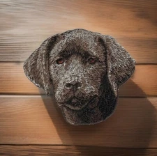 Chocolate Labrador Retriever Dog Patch Embroidered Iron on Sew on