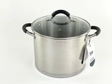 D&W Deane and White 10-Qt Stainless Steel Stock Pot w/Glass Lid  Cookware New