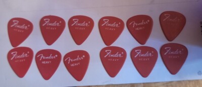 Rare Vintage Fender # 351 Red Heavy Picks ( 12 Pick Lot ) 1980s New Old Stock
