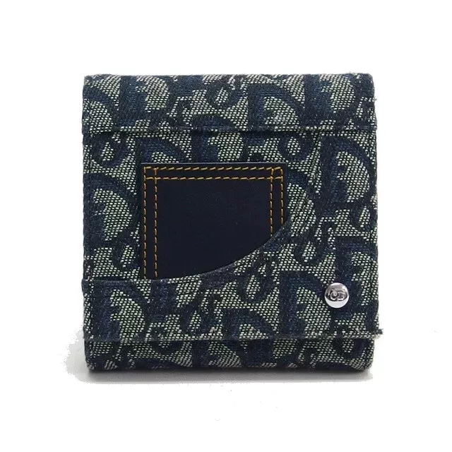 Portefeuille compact Christian Dior Trotter oblique trois plis authentique