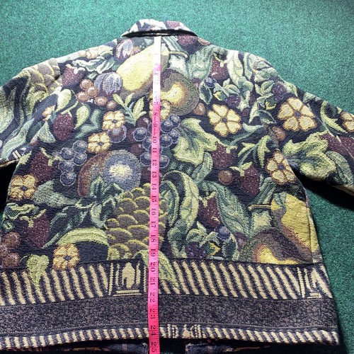 Karen Hart tapestry jacket women LARGE Fruit Grapes Pear button up resort travel - Picture 6 of 8