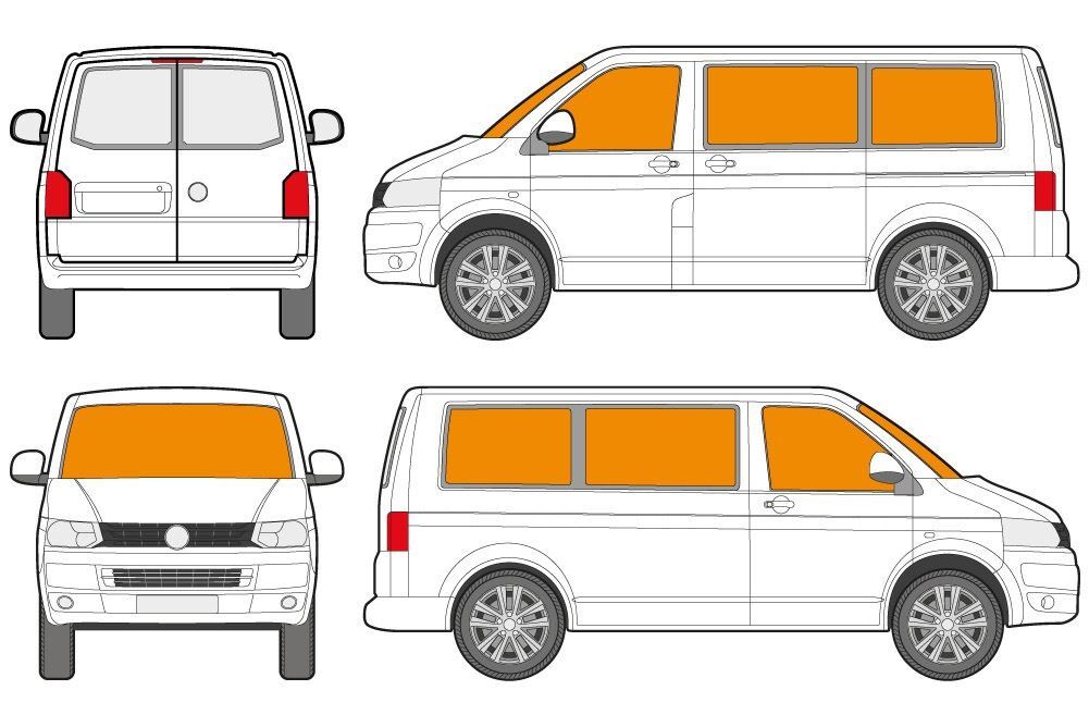 Just Kampers VW T5.1  Thermo Thermal Silver Screen Blind Mat 7 Pce Kit Set SWB