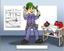 Handyman Cartoon Character Personalized Matted Print Series 1