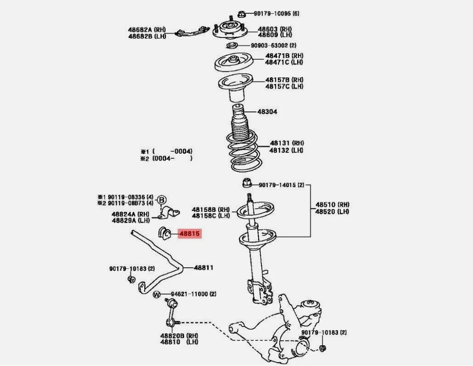 TOYOTA GENUINO FJ CRUISER COROLLA TERCEL BARRA ESTABILIZADORA TRASERA CASQUILLO x2 48815-14130 Foto 2 de 4