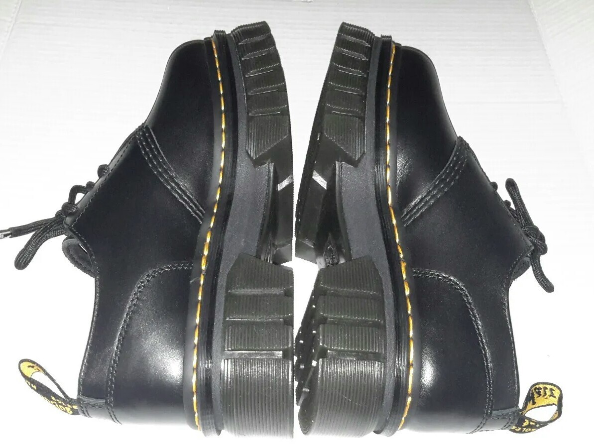 DR. MARTENS 1461 QUAD PLATFORM DERBY WOMEN'S SHOES BLACK LEATHER