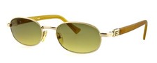 Vintage FENDI FS226 Golden Glimmer 51mm Gold Round Sunglasses Italy Unisex
