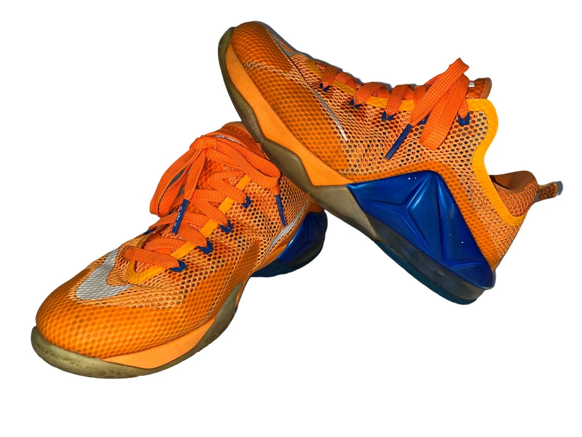 Nike LeBron James XII niedrige Citrusschuhe 744547 838 Jugend orange und blau Gr