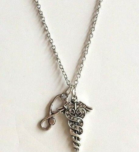 Medical Nursing Caduceus Stethoscope Necklace 20" Nurse Doctor Respiratory Gift - Picture 3 of 12