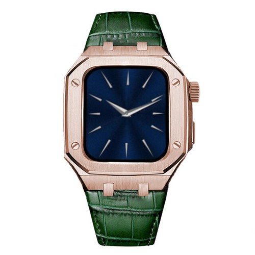 Boîtier Str en acier inoxydable lunette en chêne mod pour bracelet Apple Watch 44 mm 45 mm - Photo 91 sur 105