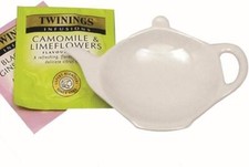 Tea Bag Tidy Rest Spoon Holder White Ceramic Kitchen Decor