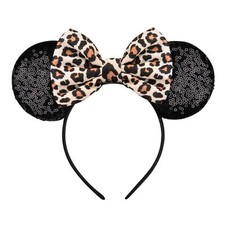 Mouse Ears Headband Sequin Bow Accessories for Girls Pink Cosplay