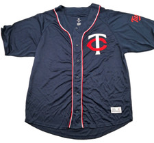 MLB Dynasty Series Minnesota Twins Mens XL Blue Baseball Jersey Stitched TC Logo