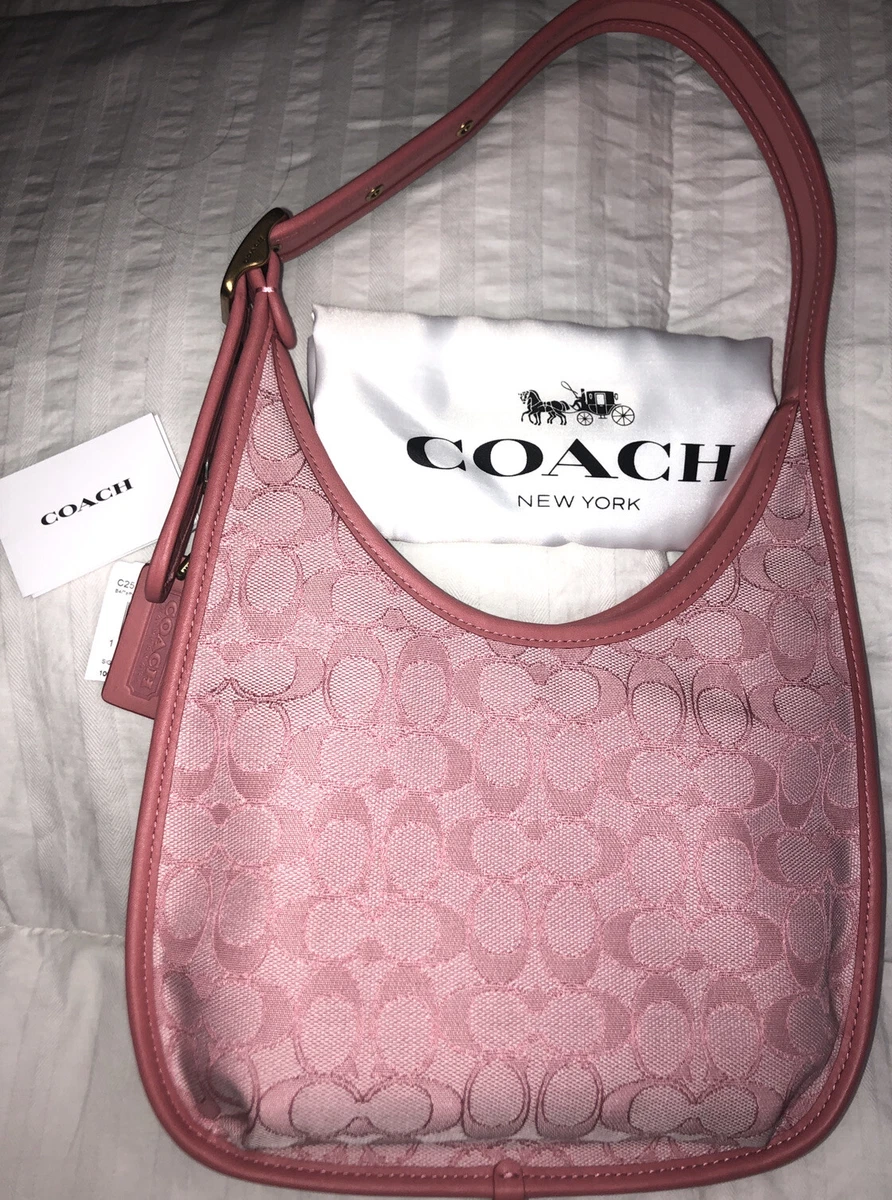 Coach Ergo Medium Shoulder Bag Signature Jacquard Taffy Pink