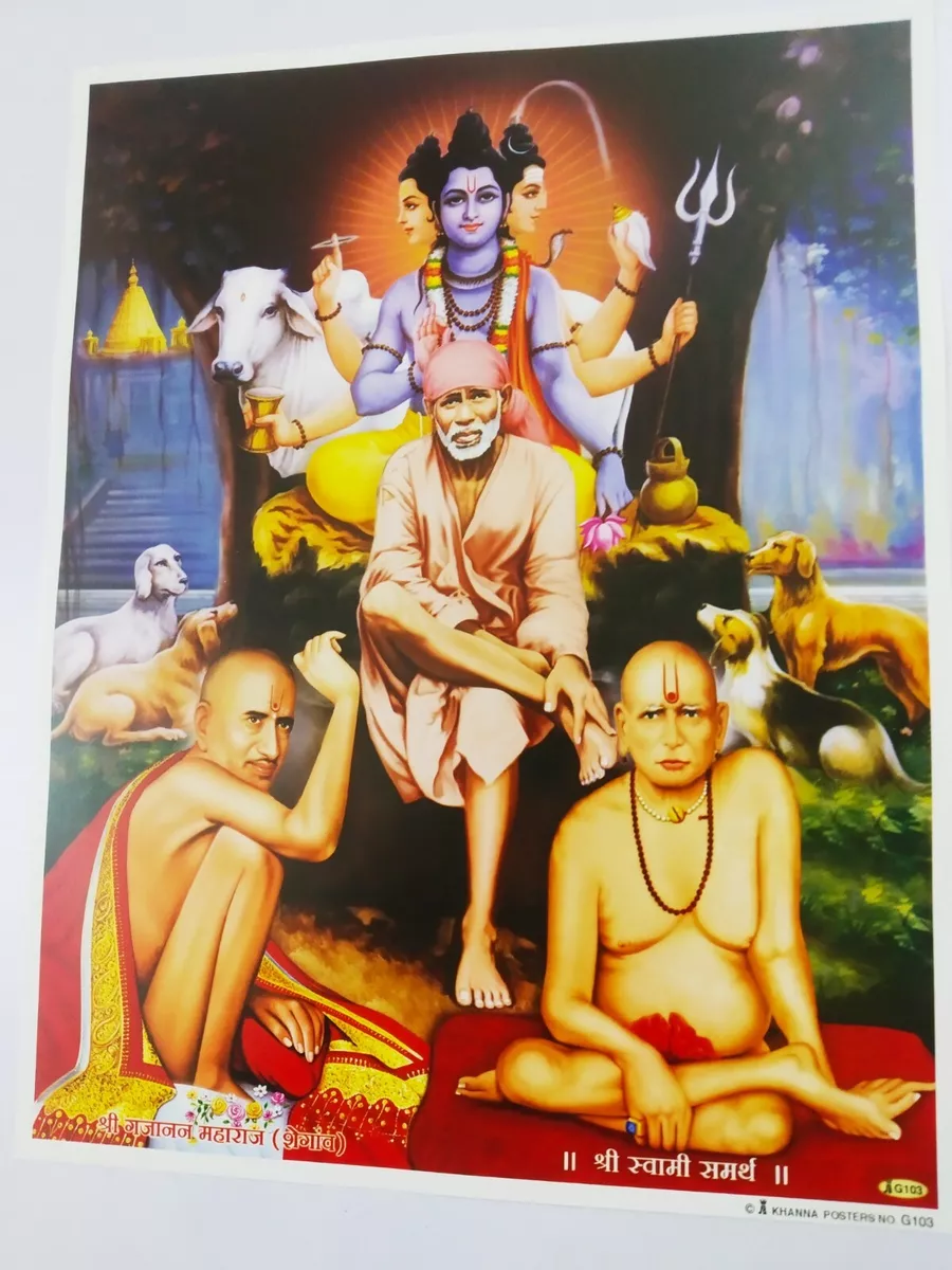 Lord Dattatreya Shirdi Sai Baba with Hindu Saints - 11