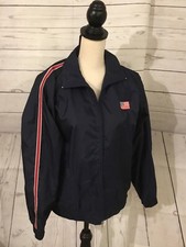 Women’s Track Jacket Lavon Windbreaker Blue Sz Small American Flag Red Stripes