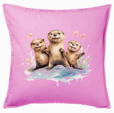 Kissenbezug Pink Otter Fischotter Otterfamilie Otter Baby Ozean Mittelmee 404232