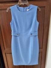 Kasper sleeveless lined blue dress Size 6 Petite, preowned, never worn see pics