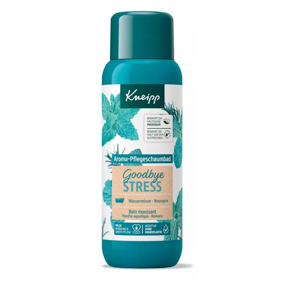 Espuma de baño vegana Kneipp Goodbye Stress con aceite relajante de menta 8x400 ml Foto 2 de 3