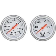 Speedway 2-5/8 Inch Oil Press and Water Temp Gauge Kit, Backlit White Face
