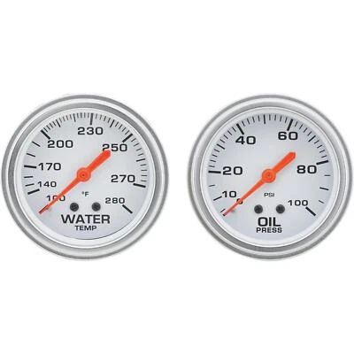 Speedway 2-5/8 Inch Oil Press and Water Temp Gauge Kit, Backlit White Face - Image 1 of 4