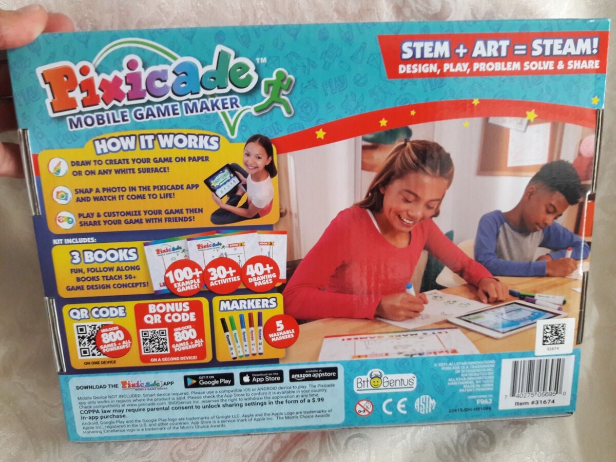 PIXICADE Mobile Game Maker: DRAW CREATE & PLAY YOUR OWN VIDEO GAMES STEM  ART NEW