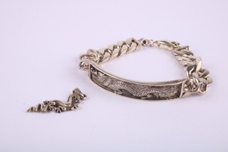 Bold Statement Chinese Dragon Silver Jewelry Bracelet Pendant Engraved x2 53