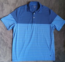 Cremieux Performance Polo Shirt Mens Large Blue Stripe Active Wear Golf Casual 