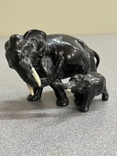 VTG Mother And Baby Elephant Bronze Sculpture Figurine