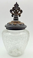 Crackle Glass Dresser Jar with Lid 8"H x 4"Dia