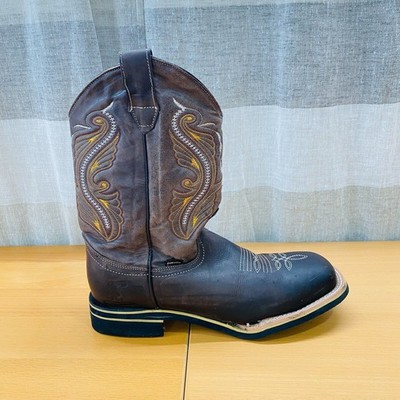 Don Vito Men's Boots Size 10.5 Brown Leather Western Mid Calf Square Steel Toe