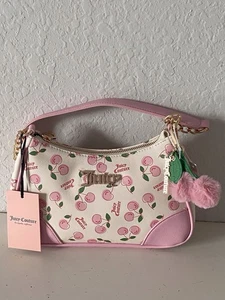 Juicy Couture cerise fille sac à épaule cerises rose blanc doux W/Bag Charm NEW