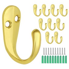 10 Pcs Heavy Duty Wall Mounted Coat Hooks - Zinc Alloy Single Prong Hangers f...