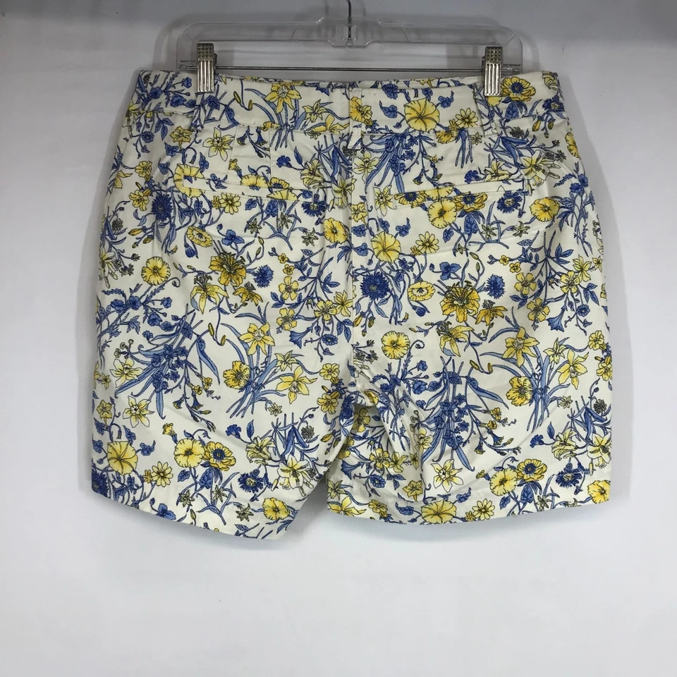 TALBOTS - PANTALÓN CORTO MUJER 10 - CHINO RELAJADO FLORAL BLANCO 7" MEZCLA ALGODÓN Foto 4 de 4