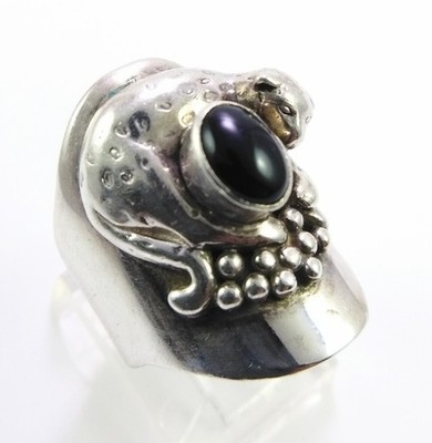Carol Felley #85 Sterlingsilber Leopard Gepard Katze Onyx Ring Größe 6,5 FZZ