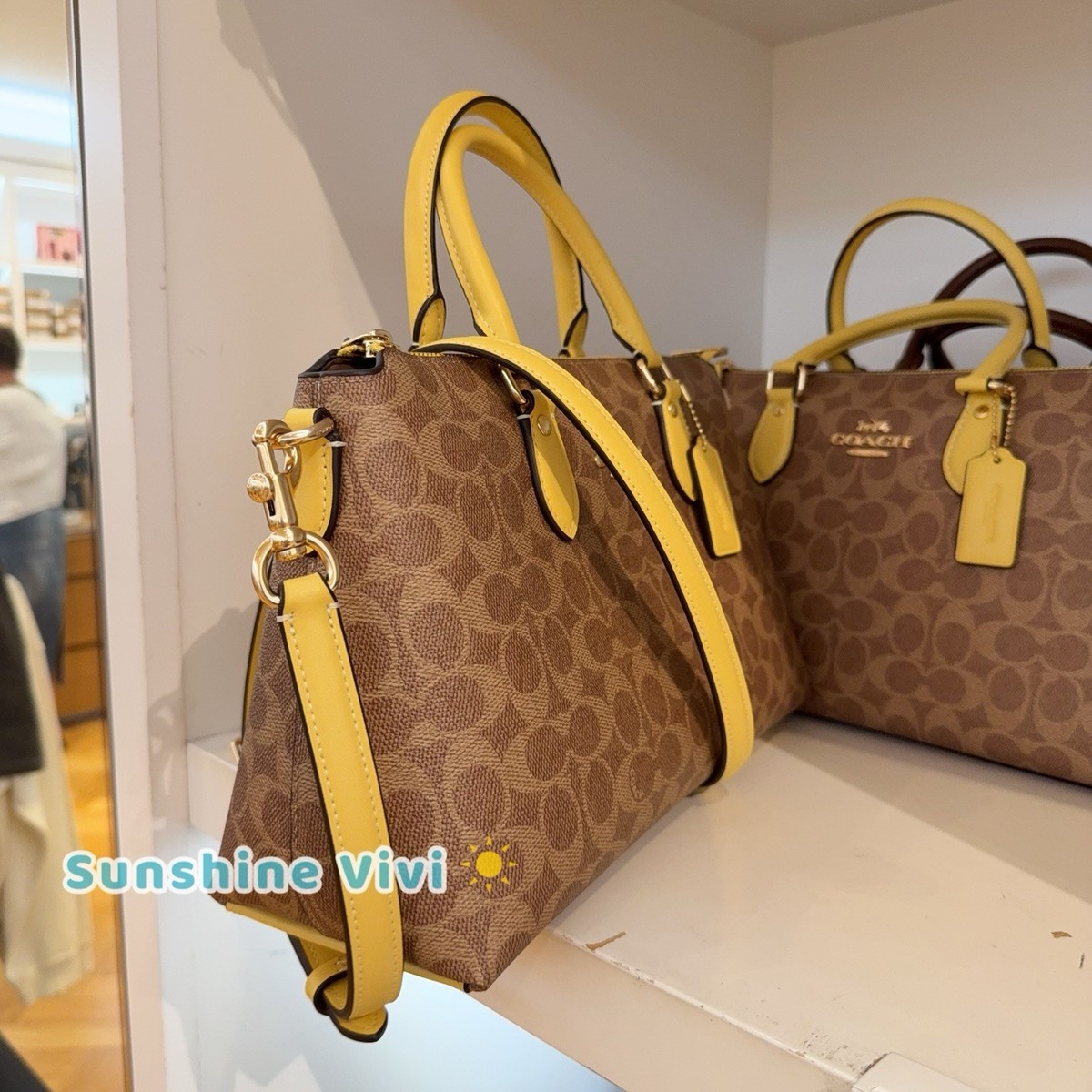 NWT COACH Georgia Satchel In Signature Canvas CW422 Im/Tan/Yellow