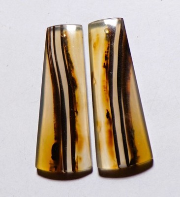 45.15 Cts Natural Montana Agate Drilled Cabochon Match Pair Gemstone 42X15.3MM 1