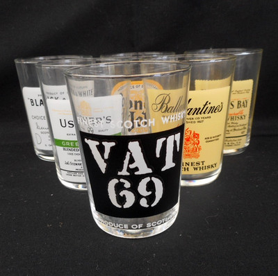 6 Luminarc Whisky Tumbler Gläser - 175 ml - Whisky Etiketten - verpackt